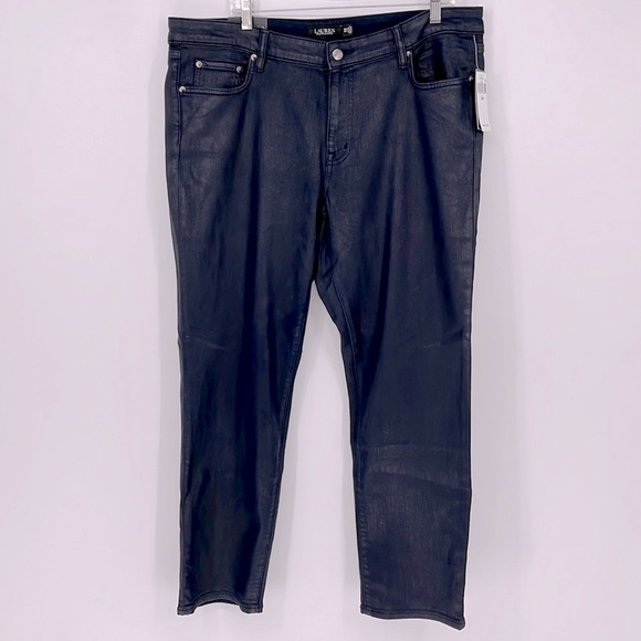 Lauren Ralph Lauren Super Stretch Mid-Rise Straight Leg Jeans Navy Size 18W New! - Picture 3 of 14